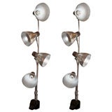 Pair of 1940s Industrial, 4-Spotlight Lamps